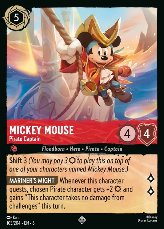 Mickey Mouse - Pirate Captain - 103/204 - Super Rare - Azurite Sea - Disney Lorcana