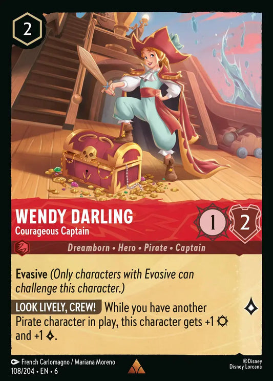 Wendy Darling - Courageous Captain - 108/204 - Rare - Azurite Sea - Disney Lorcana