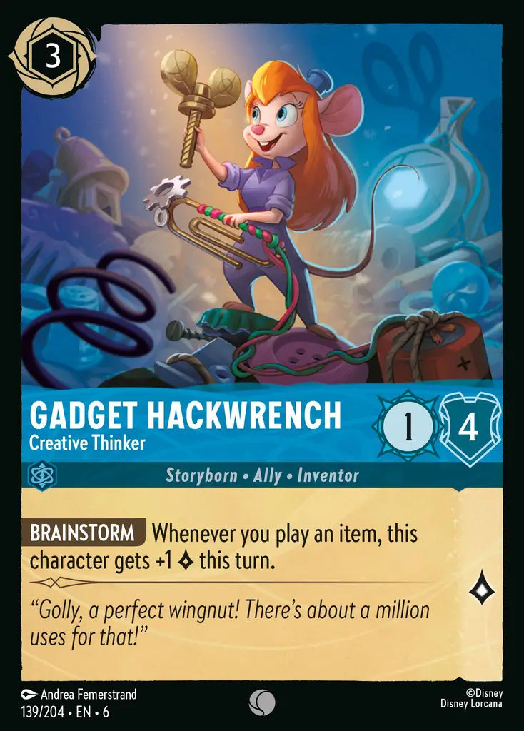 Gadget Hackwrench - Creative Thinker - 139/204 - Common - Azurite Sea - Disney Lorcana