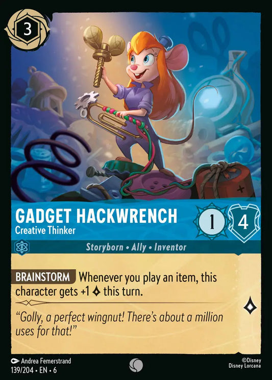 Gadget Hackwrench - Creative Thinker - 139/204 - Common - Azurite Sea - Disney Lorcana