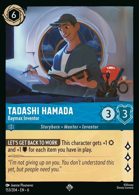 Tadashi Hamada - Baymax Inventor - 153/204 - Super Rare - Azurite Sea - Disney Lorcana