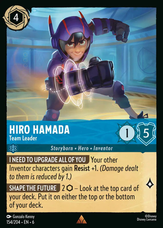 Hiro Hamada - Team Leader - 154/204 - Rare - Azurite Sea - Disney Lorcana
