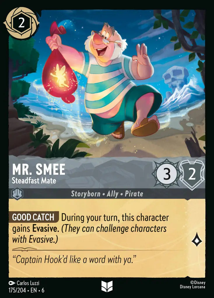 Mr. Smee - Steadfast Mate - 175/204 - Uncommon - Azurite Sea - Disney Lorcana