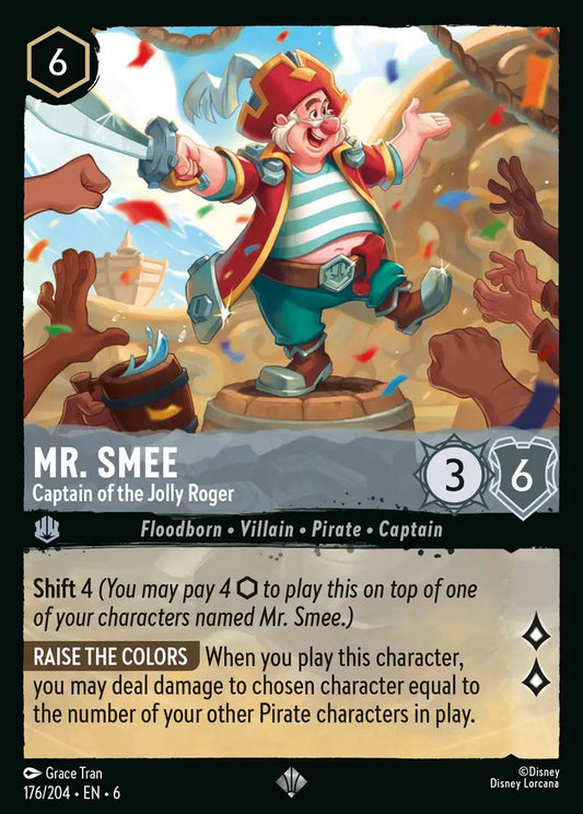 Mr. Smee - Captain of the Jolly Roger - 176/204 - Super Rare - Azurite Sea - Disney Lorcana