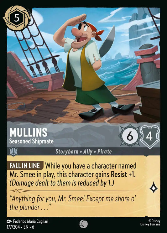 Mullins - Seasoned Shipmate - 177/204 - Common - Azurite Sea - Disney Lorcana
