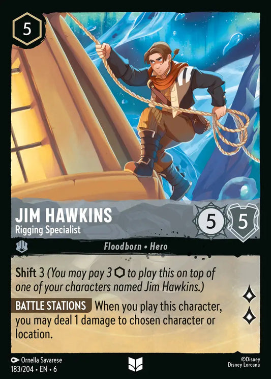 Jim Hawkins - Rigging Specialist - 183/204 - Uncommon - Azurite Sea - Disney Lorcana