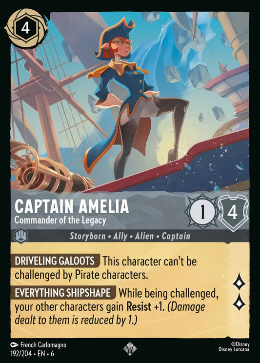 Captain Amelia - Commander of the Legacy - 192/204 - Super Rare - Azurite Sea - Disney Lorcana