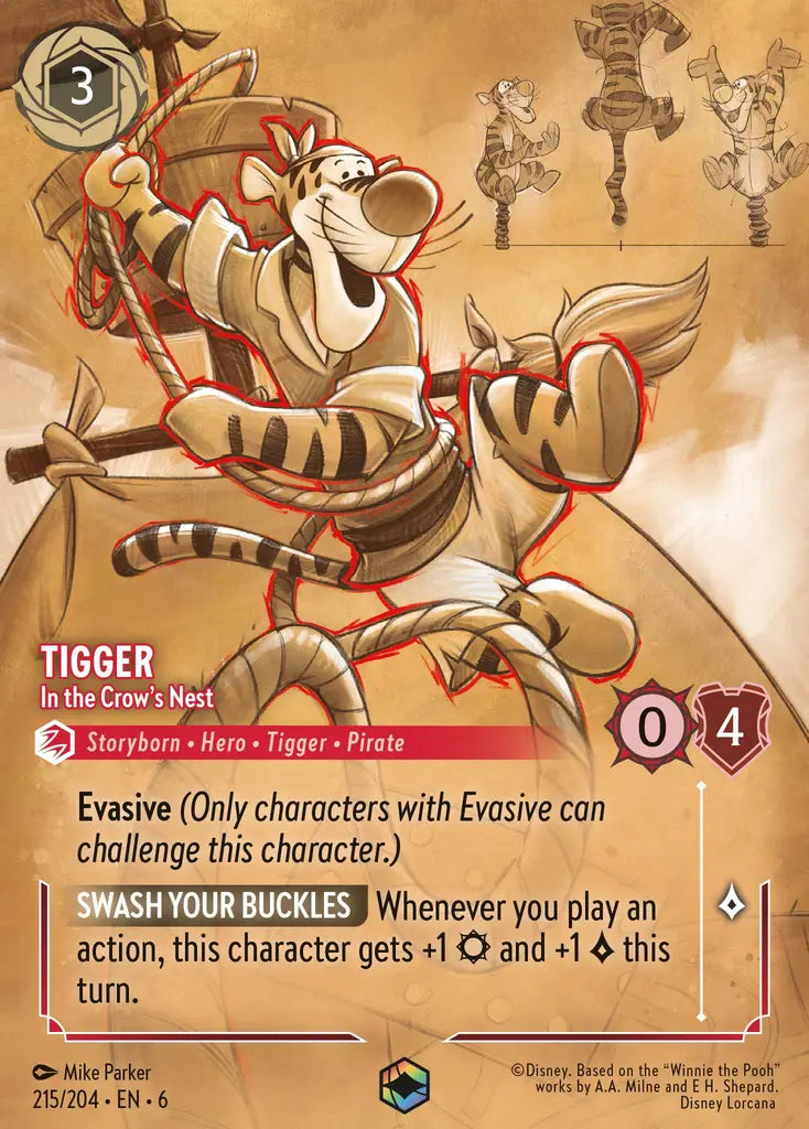Tigger - In the Crow's Nest - 215/204 - Enchanted - Azurite Sea - Disney Lorcana
