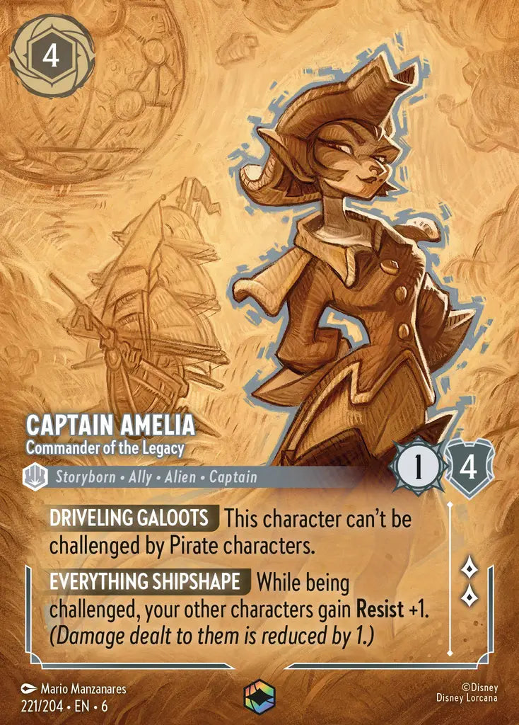 Captain Amelia - Commander of the Legacy - 221/204 - Enchanted - Azurite Sea - Disney Lorcana