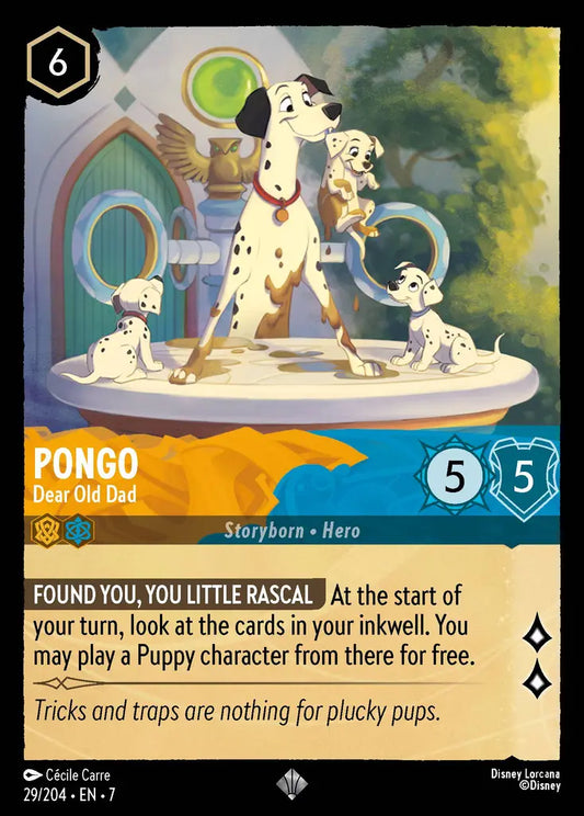 Pongo - Dear Old Dad - 29/204 - Super Rare - Archazia’s Island - Disney Lorcana