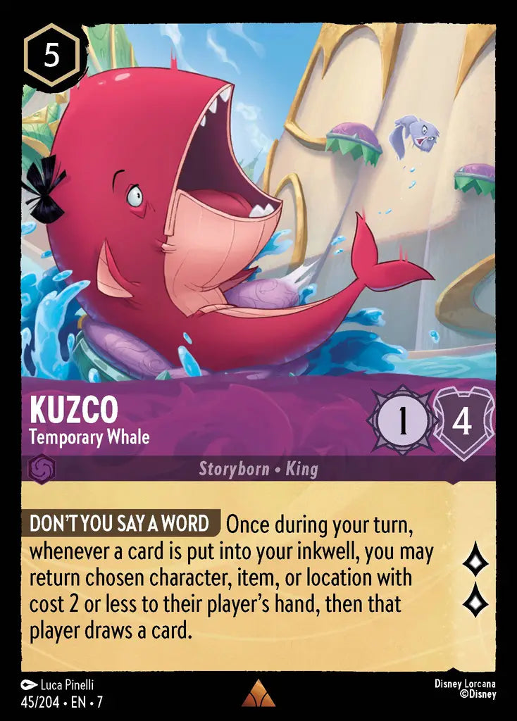 Kuzco - Temporary Whale - 45/204 - Rare - Archazia’s Island - Disney Lorcana
