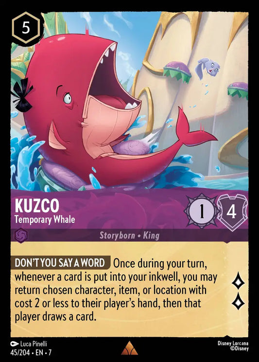 Kuzco - Temporary Whale - 45/204 - Rare - Archazia’s Island - Disney Lorcana