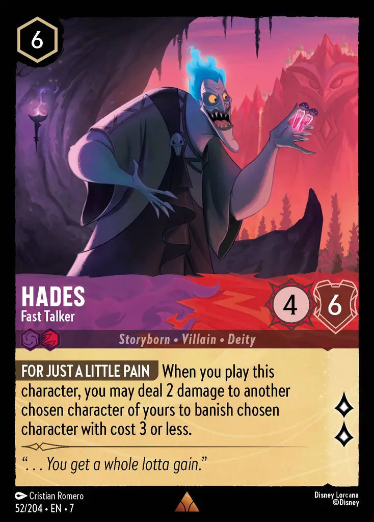 Hades - Fast Talker - 52/204 - Rare - Archazia’s Island - Disney Lorcana