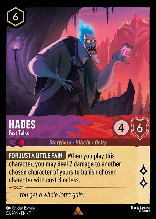 Hades - Fast Talker - 52/204 - Rare - Archazia’s Island - Disney Lorcana