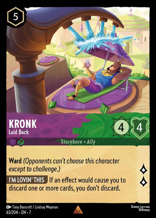 Kronk - Laid Back - 63/204 - Rare - Archazia’s Island - Disney Lorcana