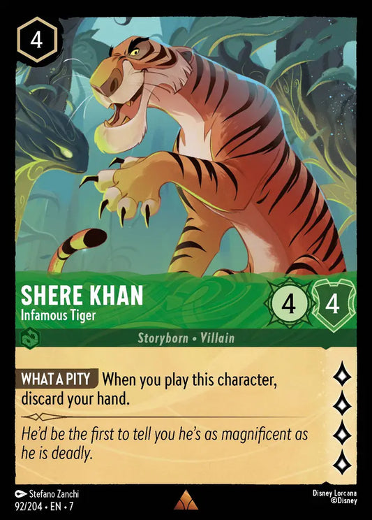 Shere Khan - Infamous Tiger - 92/204 - Rare - Archazia’s Island - Disney Lorcana