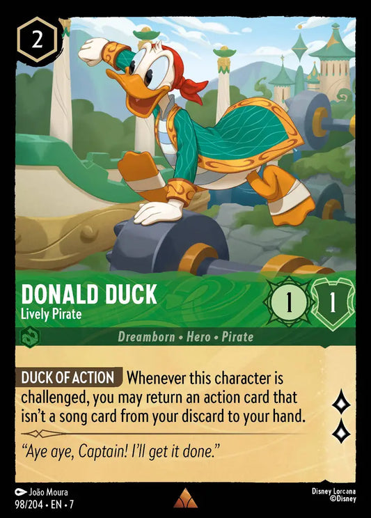 Donald Duck - Lively Pirate - 98/204 - Rare - Archazia’s Island - Disney Lorcana