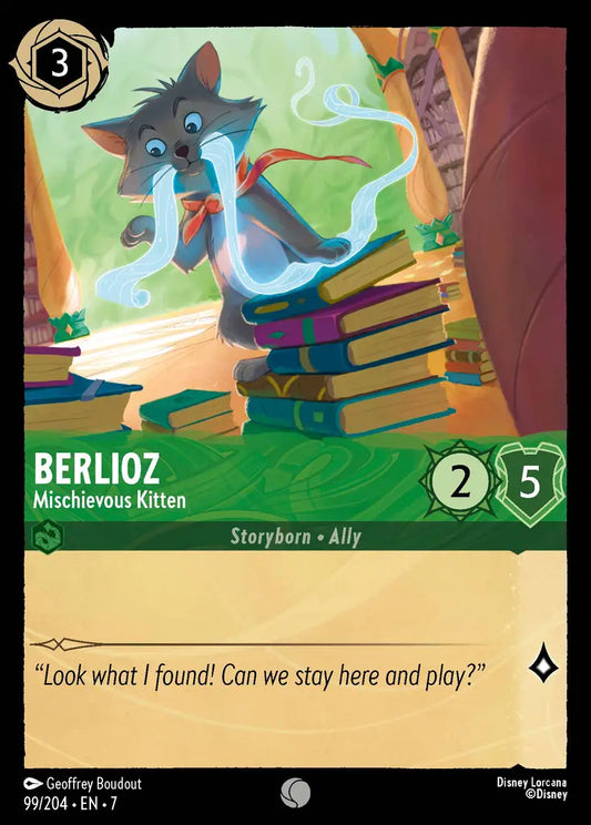 Berlioz - Mischevious Kitten - 99/204 - Common - Archazia’s Island - Disney Lorcana