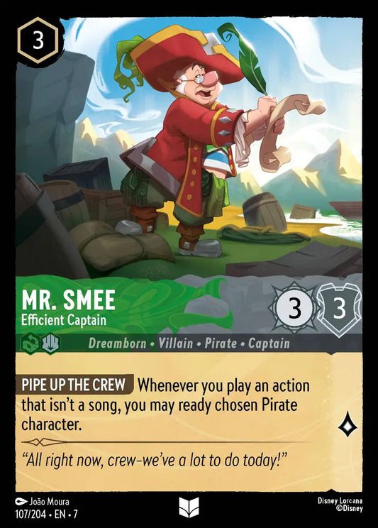 Mr. Smee - Efficient Captain - 107/204 - Uncommon - Archazia’s Island - Disney Lorcana