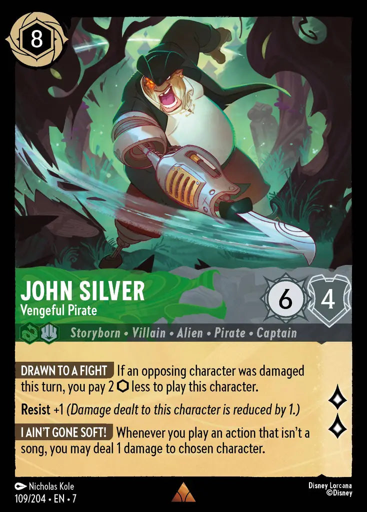 John Silver - Vengeful Pirate - 109/204 - Rare - Archazia’s Island - Disney Lorcana