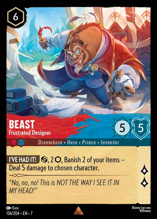 Beast - Frustrated Designer - 136/204 - Rare - Archazia’s Island - Disney Lorcana