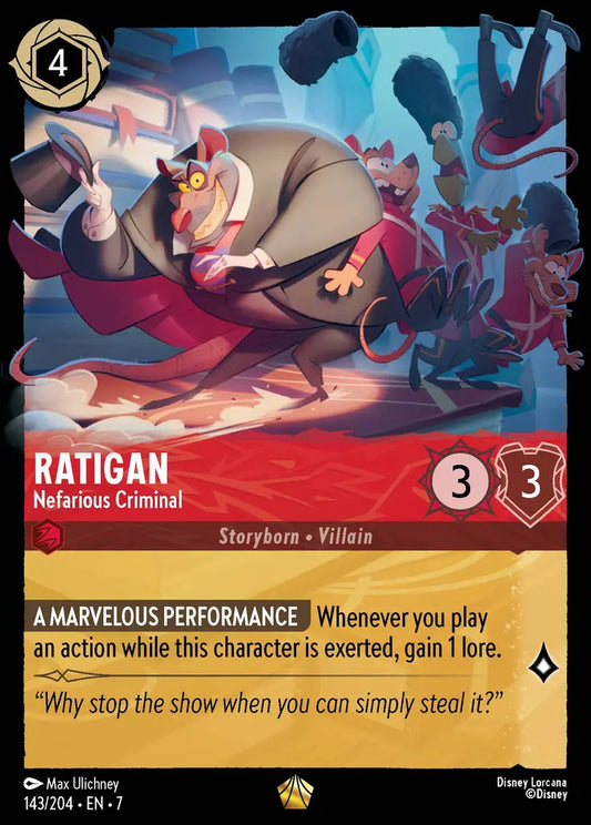 Ratigan - Nefarious Criminal - 143/204 - Legendary - Archazia’s Island - Disney Lorcana