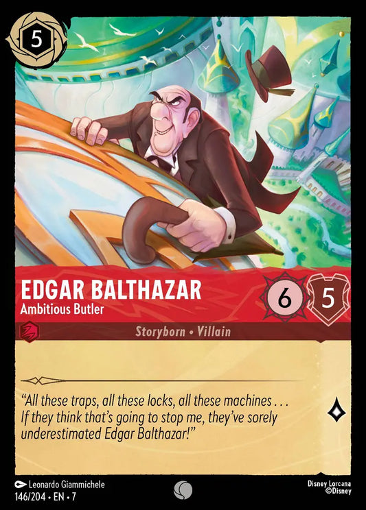 Edgar Balthazar - Ambitious Butler - 146/204 - Common - Archazia’s Island - Disney Lorcana