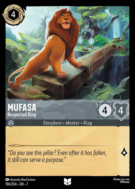 Mufasa - Respected King - 196/204 - Uncommon - Archazia’s Island - Disney Lorcana