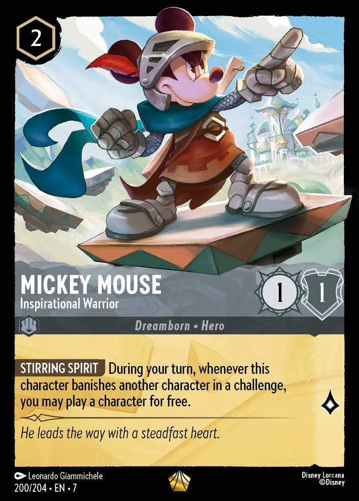 Mickey Mouse - Inspirational Warrior - 200/204 - Legendary - Archazia’s Island - Disney Lorcana