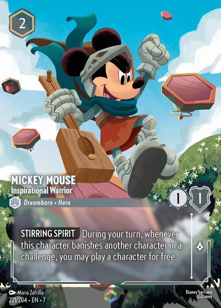 Mickey Mouse - Inspirational Warrior - 221/204 - Enchanted - Archazia’s Island - Disney Lorcana