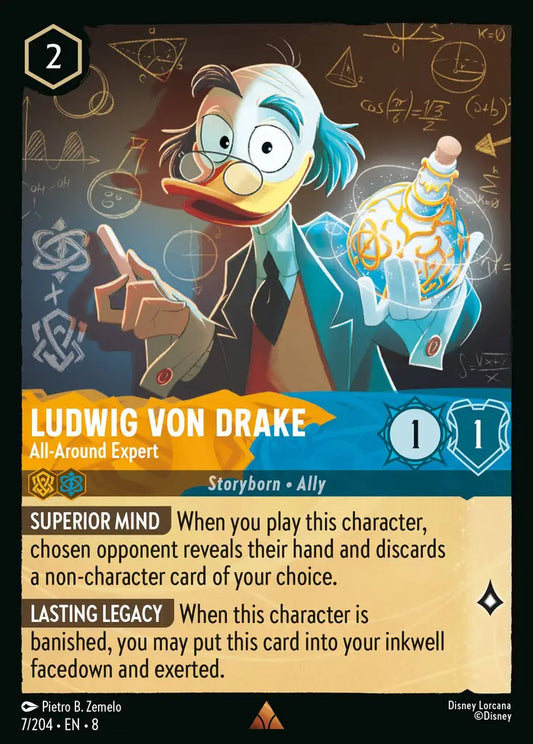 Ludwig Von Drake - All-Around Expert - 7/204 - Rare - Reign of Jafar - Disney Lorcana