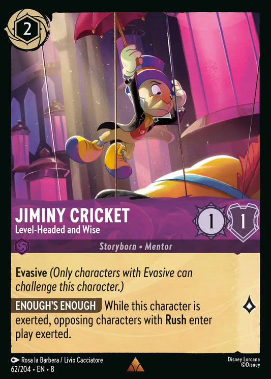 Jiminy Cricket - Conscientious and Wise - 62/204 - Rare - Reign of Jafar - Disney Lorcana