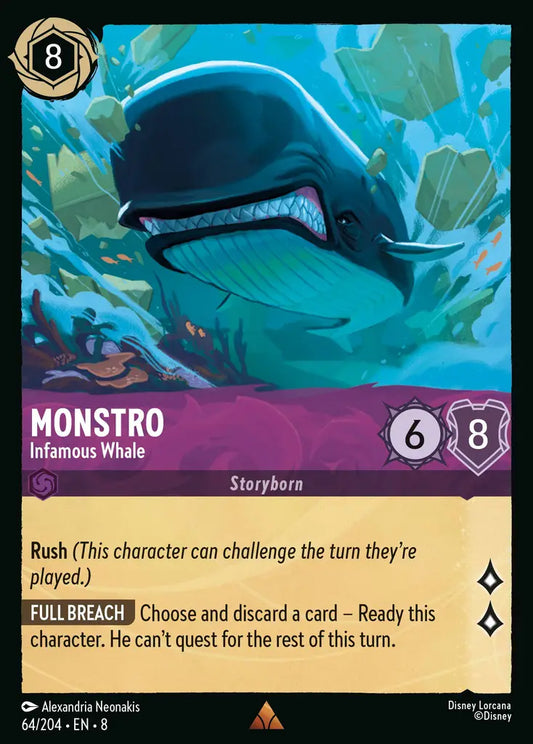 Monstro - Infamous Whale - 64/204 - Rare - Reign of Jafar - Disney Lorcana
