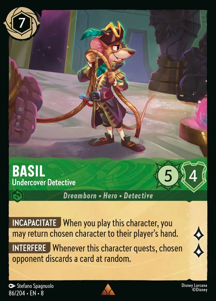 Basil - Undercover Detective - 86/204 - Rare - Reign of Jafar - Disney Lorcana