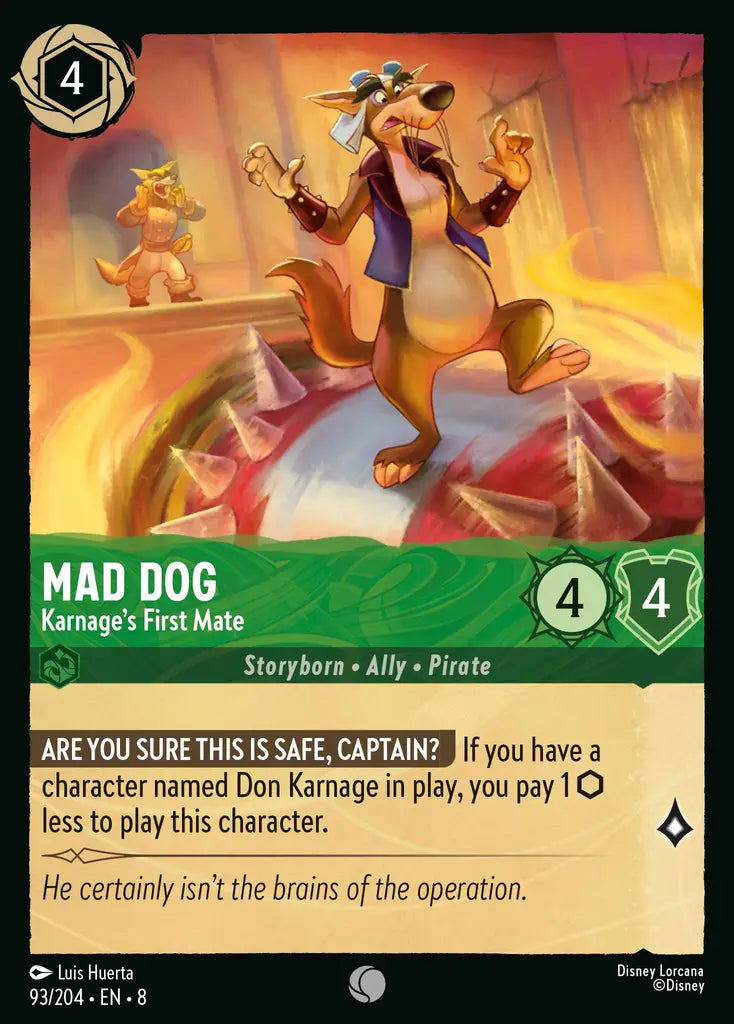 Mad Dog - Karnage's First Mate - 93/204 - Common - Reign of Jafar - Disney Lorcana