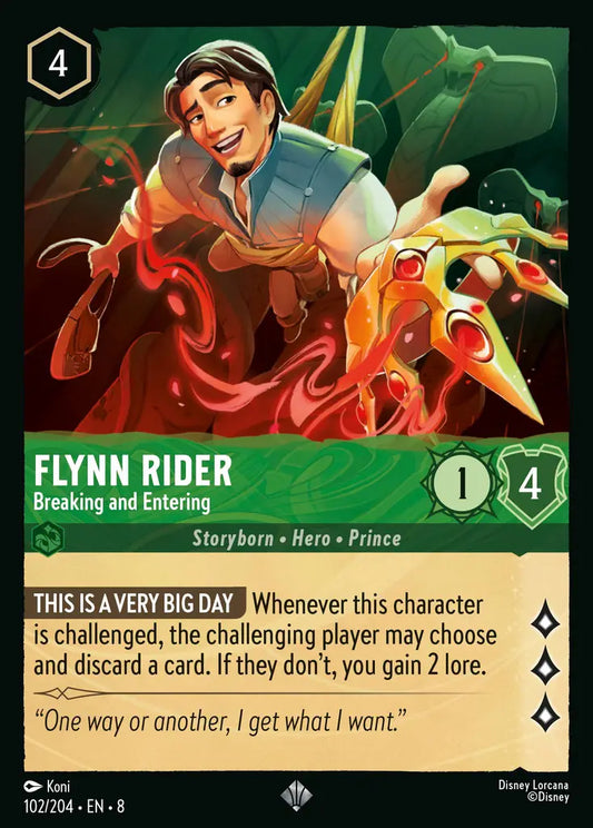 Flynn Rider - Breaking and Entering - 102/204 - Super Rare - Reign of Jafar - Disney Lorcana