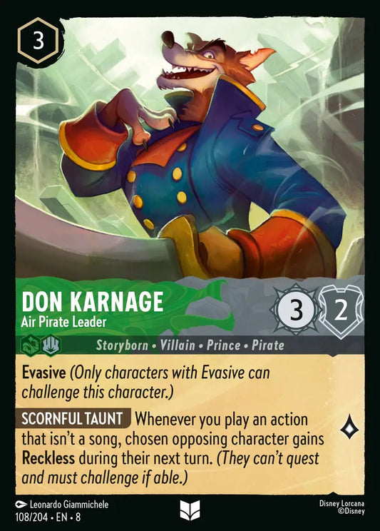 Don Karnage - Air Pirate Leader - 108/204 - Uncommon - Reign of Jafar - Disney Lorcana