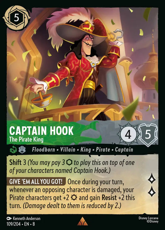 Captain Hook - The Pirate King - 109/204 - Rare - Reign of Jafar - Disney Lorcana