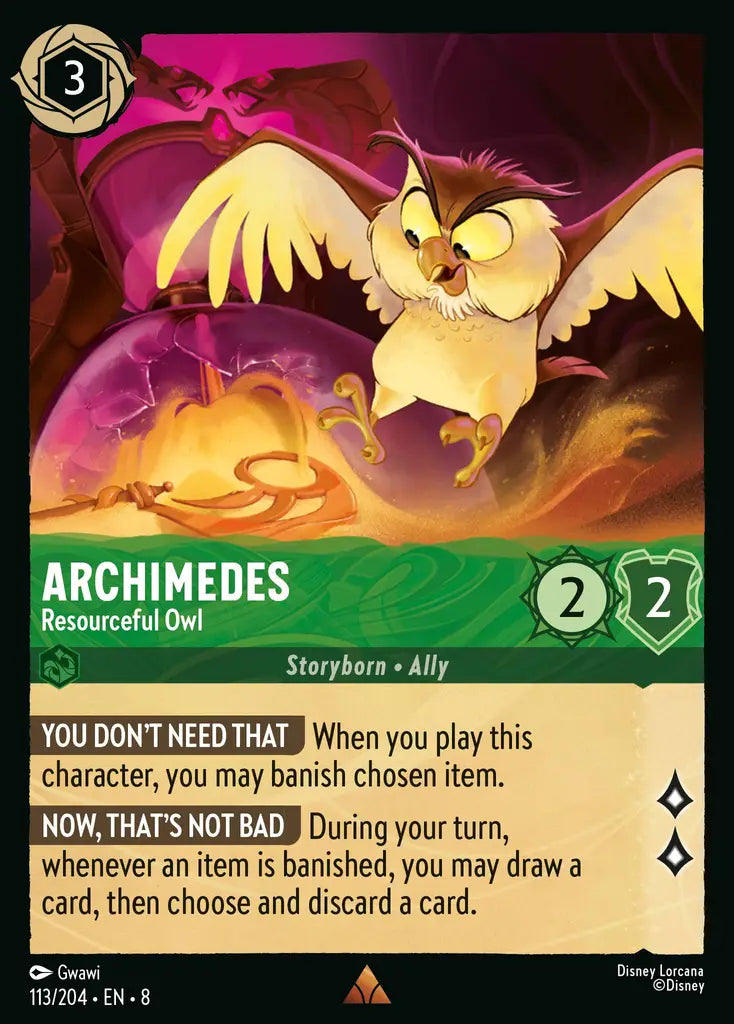 Archimedes - Resourceful Owl - 113/204 - Rare - Reign of Jafar - Disney Lorcana
