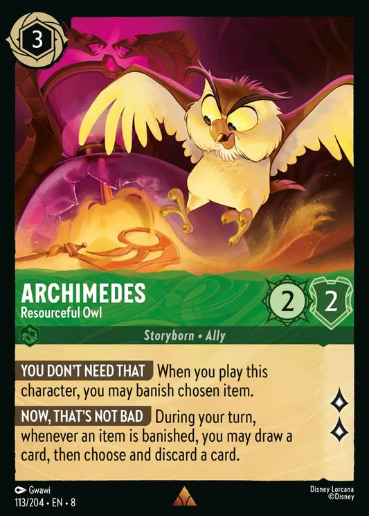 Archimedes - Resourceful Owl - 113/204 - Rare - Reign of Jafar - Disney Lorcana