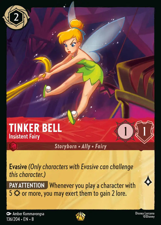 Tinker Bell - Insistent Fairy - 136/204 - Legendary - Reign of Jafar - Disney Lorcana