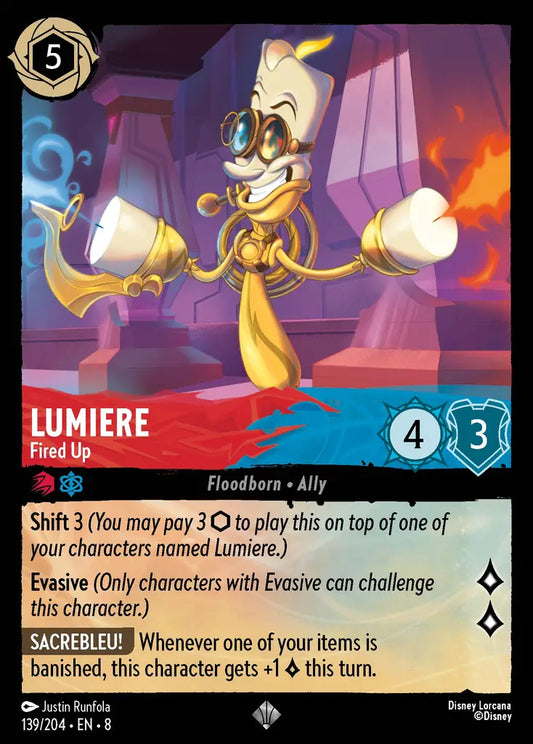 Lumiere - Fired Up - 139/204 - Super Rare - Reign of Jafar - Disney Lorcana