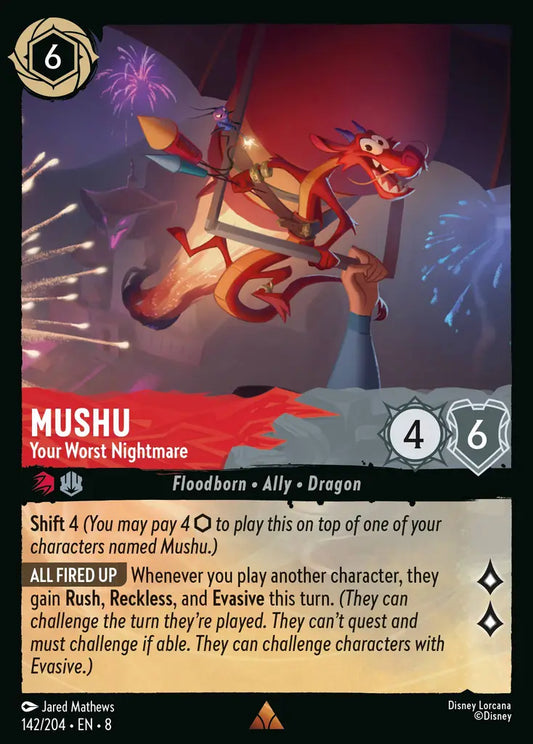 Mushu - Your Worst Nightmare - 142/204 - Rare - Reign of Jafar - Disney Lorcana