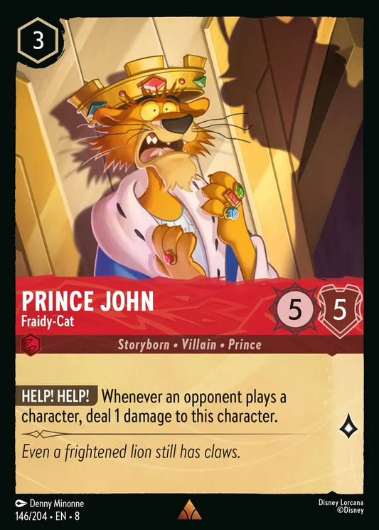 Prince John - Fraidy-Cat - 146/204 - Rare - Reign of Jafar - Disney Lorcana