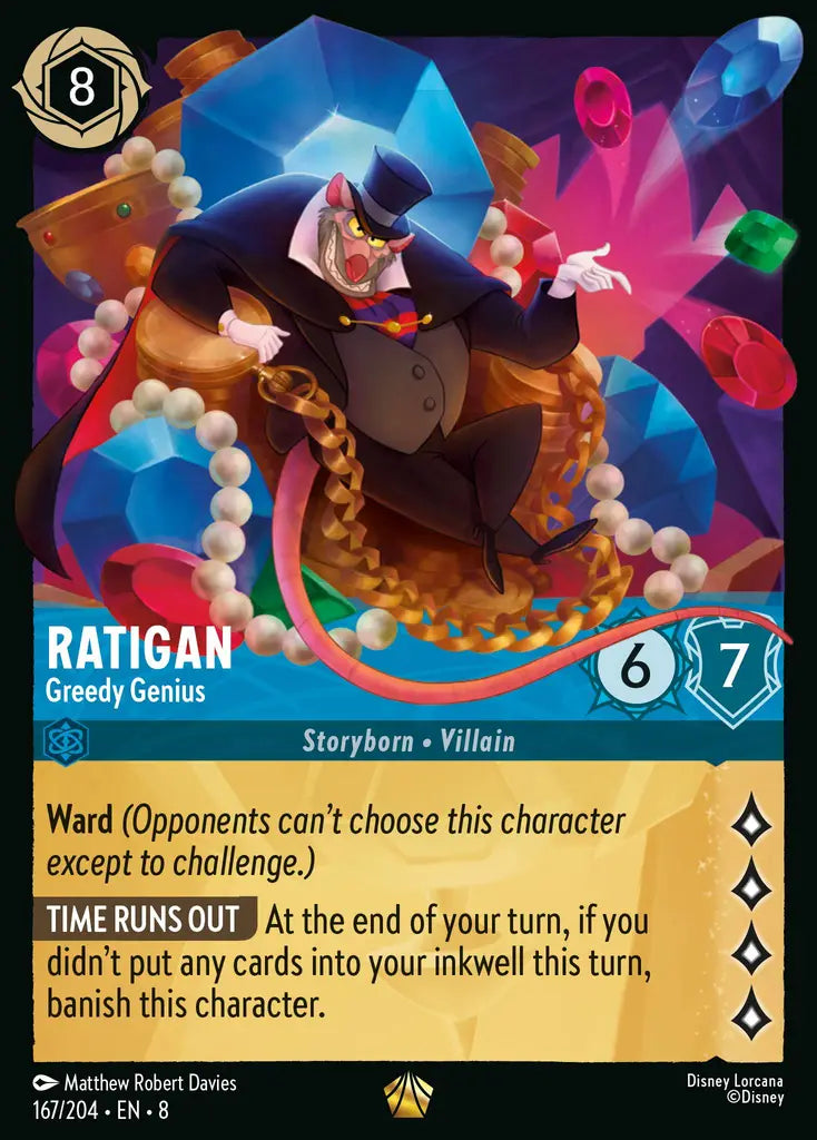 Ratigan - Greedy Genius - 167/204 - Legendary - Reign of Jafar - Disney Lorcana