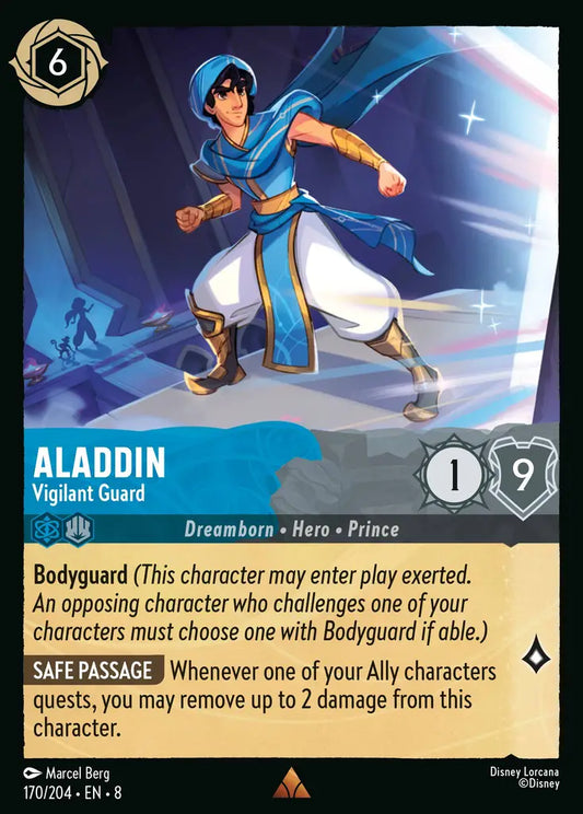 Aladdin - Vigilant Guard - 170/204 - Rare - Reign of Jafar - Disney Lorcana