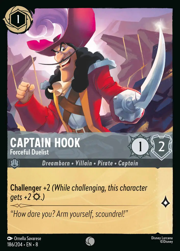 Captain Hook - Forceful Duelist - 186/204 - Common - Reign of Jafar - Disney Lorcana