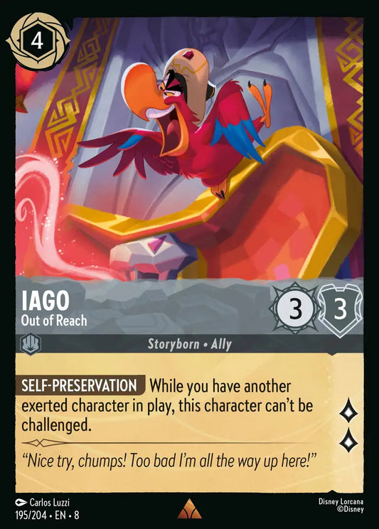 Iago - Out of Reach - 195/204 - Rare - Reign of Jafar - Disney Lorcana