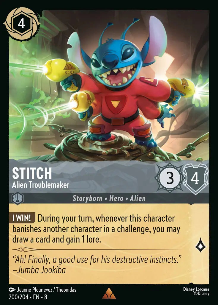 Stitch - Alien Troublemaker - 200/204 - Rare - Reign of Jafar - Disney Lorcana