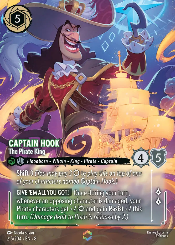 Captain Hook - The Pirate King - 215/204 - Enchanted - Reign of Jafar - Disney Lorcana
